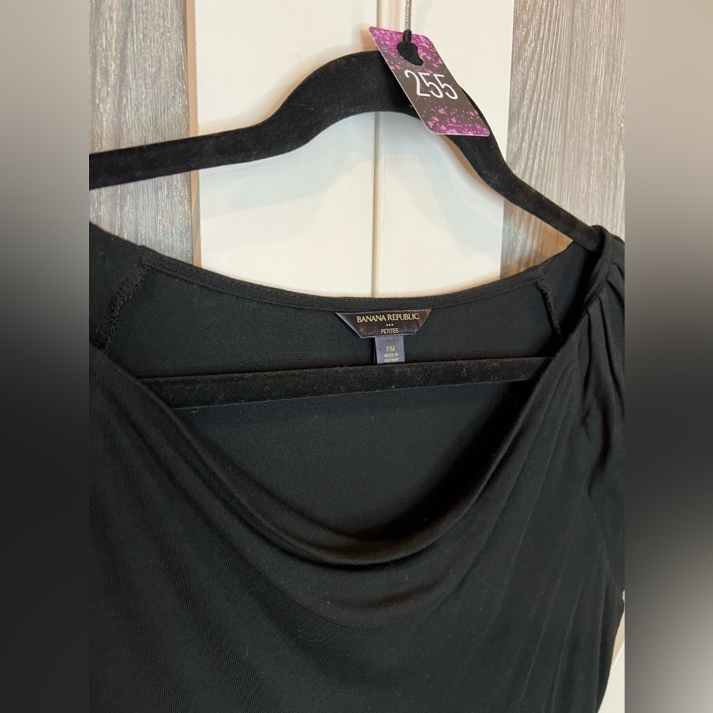 255. Banana Republic Black Cowl Neck Blouse M - Picture 2 of 4